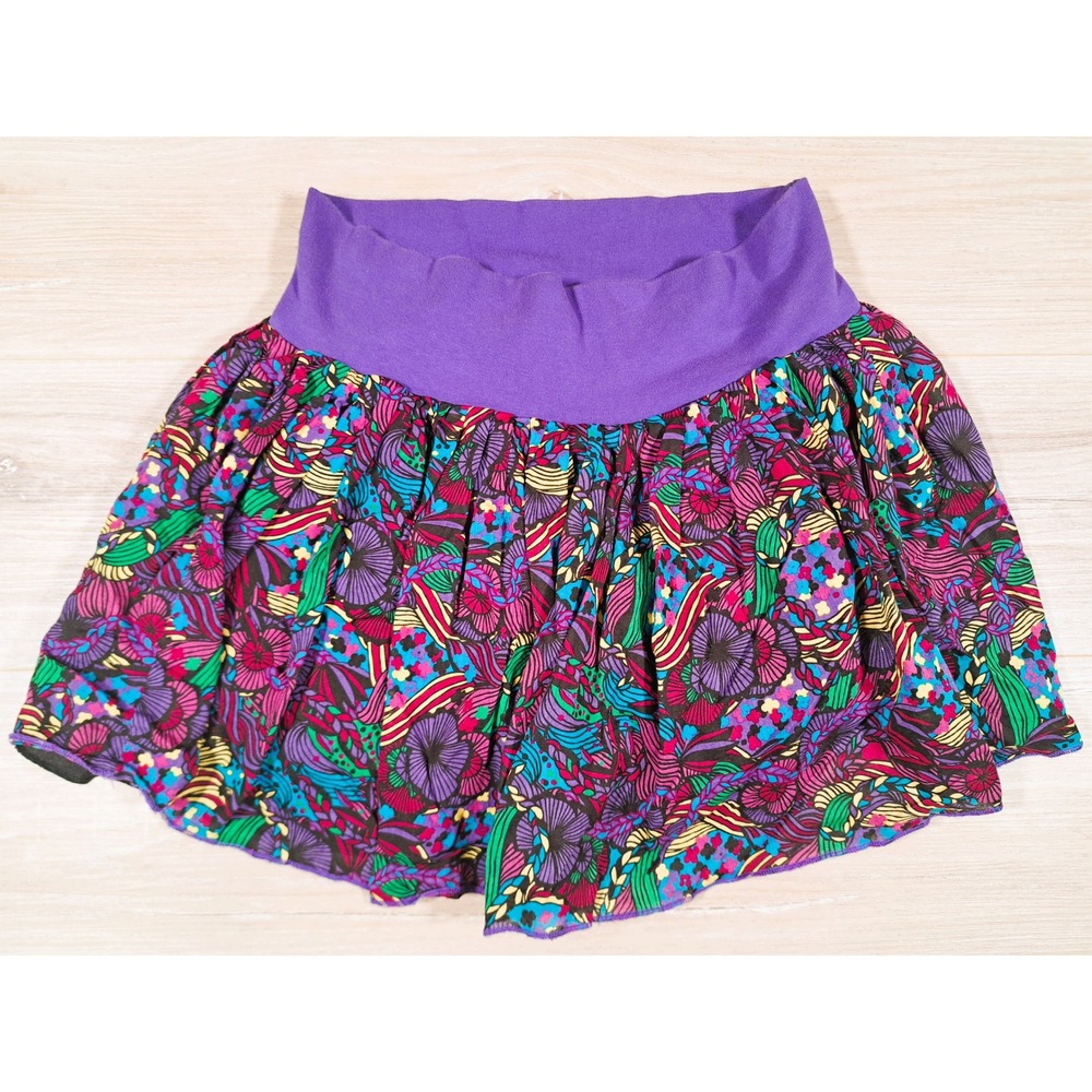 HM Divided Floral Mini Skirt Purple BOHO Print Elastic Waist size Small (4-6)